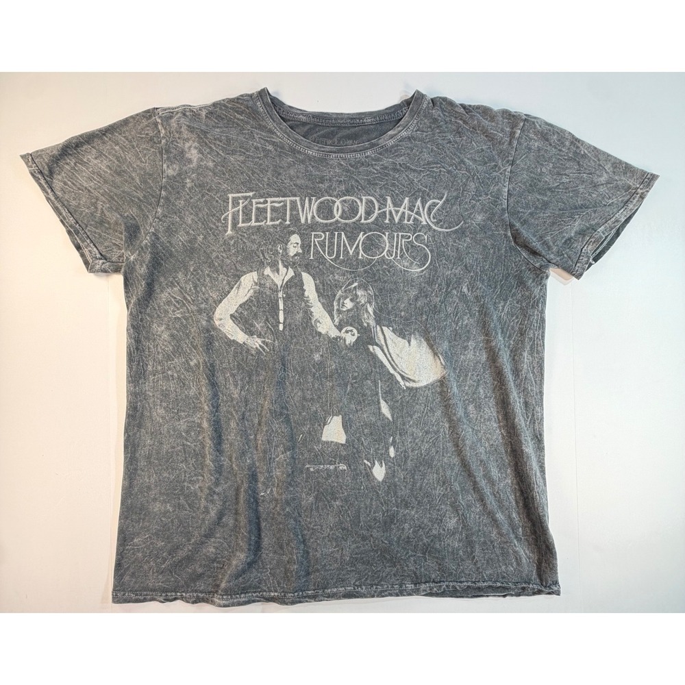 Fleetwood Mac Rumours Graphic Tee Grey Mineral Wash Cotton T-Shirt Large